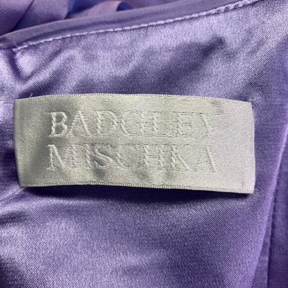 BADGLEY MISCHKA Size S Purple Lilac Silk Iridescent Halter Evening Gown - Picture 10 of 13